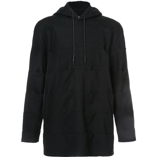 Private Stock pin tuck panelled hoodie - nero