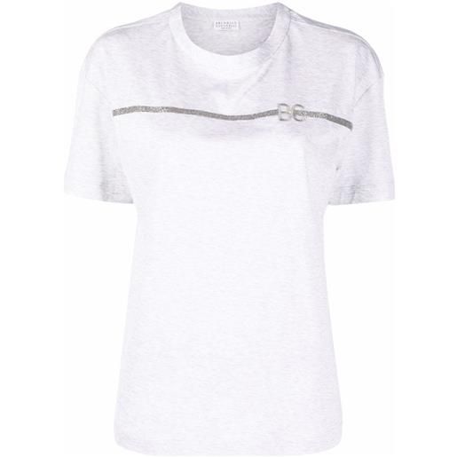 Brunello Cucinelli t-shirt con ricamo - grigio