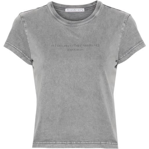 Alexander Wang t-shirt goffrata crop - grigio