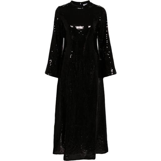 Batsheva abito dolly lungo con paillettes - nero