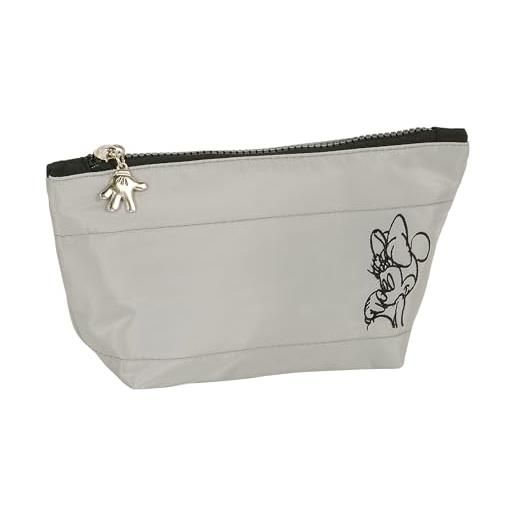 safta minnie teen sand - beauty case scuola per bambini con porta trucco, beauty case, ideale per diverse età, comodo e versatile, qualità e resistenza, 23 x 8 x 12 cm, colore grigio pietra, grigio pietra, 