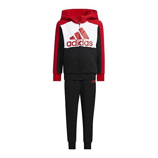 adidas badge of sport logo track suit tuta, better scarlet/black/black, 8-9 years unisex kids