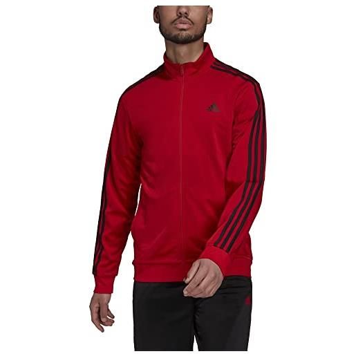 adidas essentials warm-up 3-stripes track jacket giacca, scarlet/black, l men's