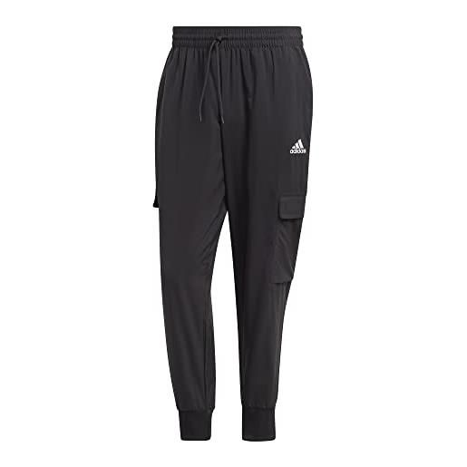 adidas essentials small logo woven cargo ankle-length pants pantalone, black, s men's