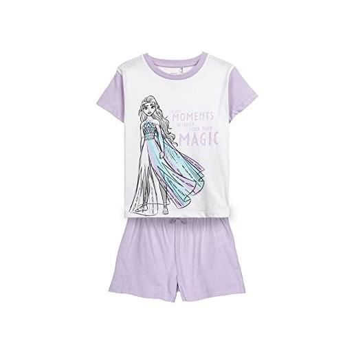 CERDÁ LIFE'S LITTLE MOMENTS pigiama estivo di elsa per bambine - bianco e lilla - 4 anni - pigiama corto elaborato in cotone 100% - stampa con frase - prodotto originale ideato in spagna