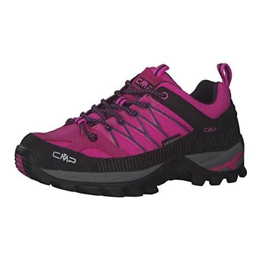 CMP rigel low wmn trekking shoe wp, scarpe da trekking donna, pink fluo-b. Blue, 37 eu