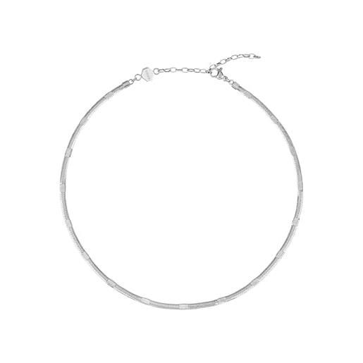 Breil gioiello collezione sinuous, collane da donna in acciaio colore argento misura 40 con senza pietre - tj3092