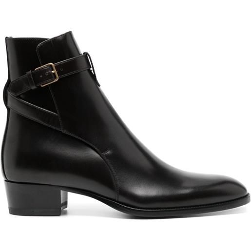 Saint Laurent wyatt leather ankle boots - marrone