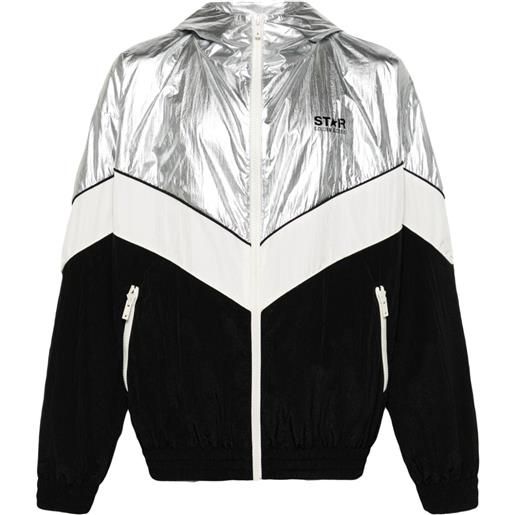 Golden Goose giacca a vento con design patchwork - argento