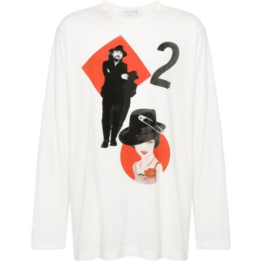 Yohji Yamamoto t-shirt con stampa grafica - bianco