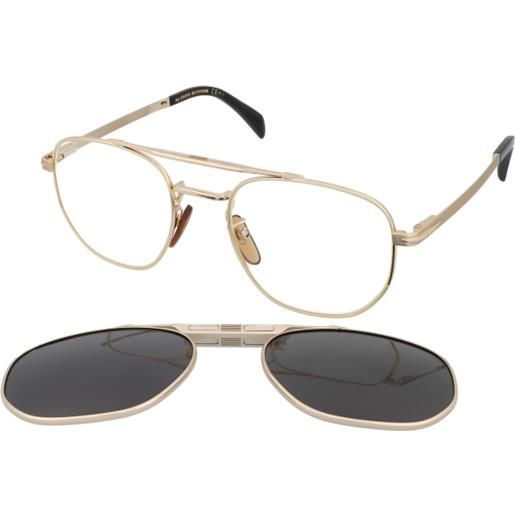 David Beckham db 1082/g/cs rhl/m9 | occhiali da vista con clip da sole | unisex | metallo | quadrati | oro | adrialenti