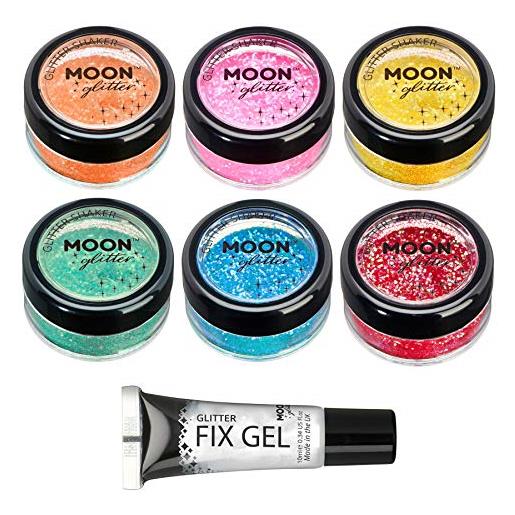 Moon Glitter miscelatori per glitter iridescente della Moon Glitter - 100% cosmetico per viso, corpo, unghie, capelli e labbra - 5gr - set di 6 colori