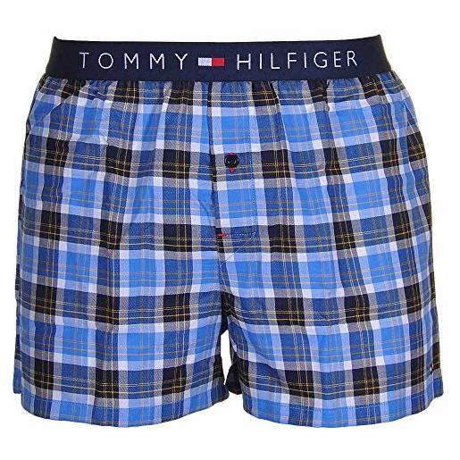 Tommy Hilfiger icon woven boxer check, blu (french blue-pt), large (taglia produttore: lg) uomo