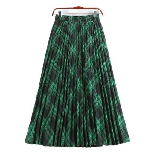 AYAZER gonna lunga scozzese in cotone caldo autunno inverno donna harajuku giapponese elastico in vita gonne midi a pieghe verdi rosse-2-taglia unica
