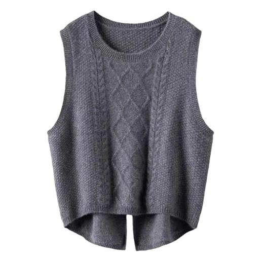 Generic gilet di lana da donna lavorato a maglia maglione di cashmere senza maniche o-collo pullover gilet top larghi
