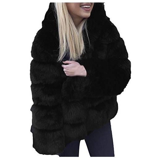 Nidddiv cappotti con cappuccio in pelliccia sintetica per le donne giacche invernali del regno unito giacche termiche spesse calde capispalla in pile double face felpe con cappuccio casual maglioni