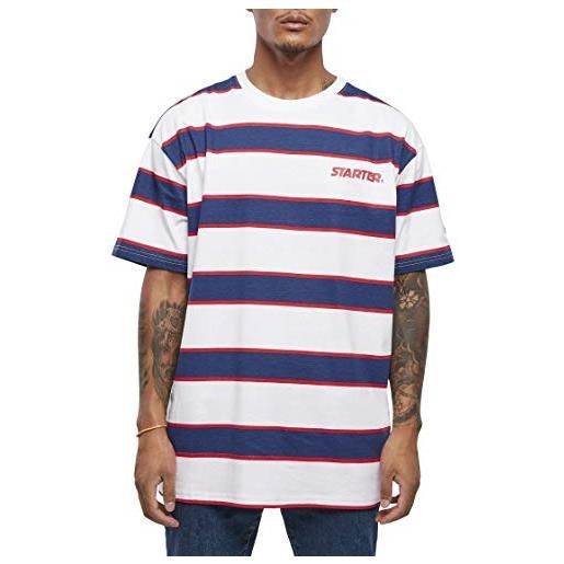 Starter black label starter logo striped tee t-shirt, bianco/blu, l uomo