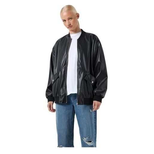 Noisy may nmronja noos-giacca bomber oversize in poliuretano, nero, m donna