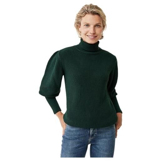 Mexx pullover a maglia puff sleeve maglione, verde scuro, s donna