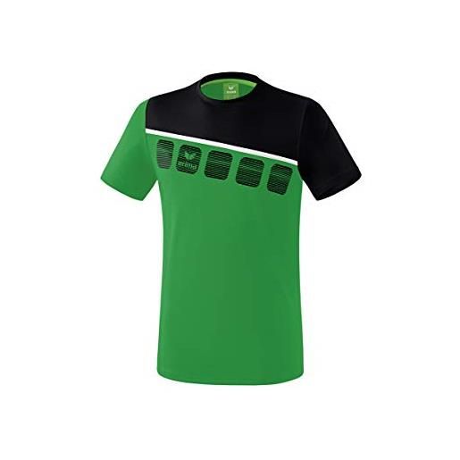 Erima 1081905, t-shirt unisex bambini, smeraldo/nero/bianco, 128