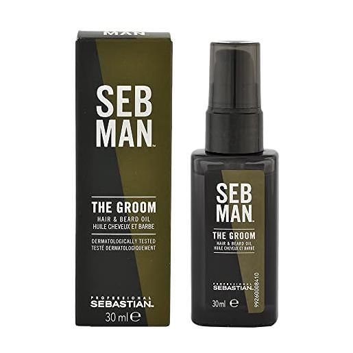 Sebastian seb man the groom, olio per capelli e barba, dona lucentezza, definizione e idratazione, per tutti i