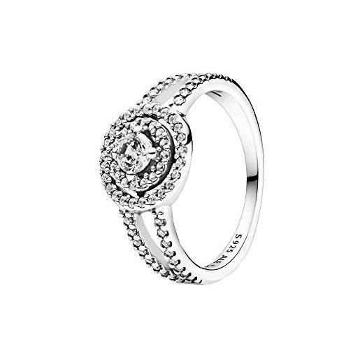 Pandora timeless anello con doppio cerchio brillante in argento sterling con zirconia cubica trasparente, 58