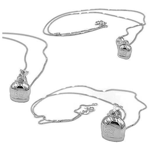 Cavaliere Gioielli collana campanella capri portafortuna argento 925 rodiato amuleto leggenda made in italy (campanella media)
