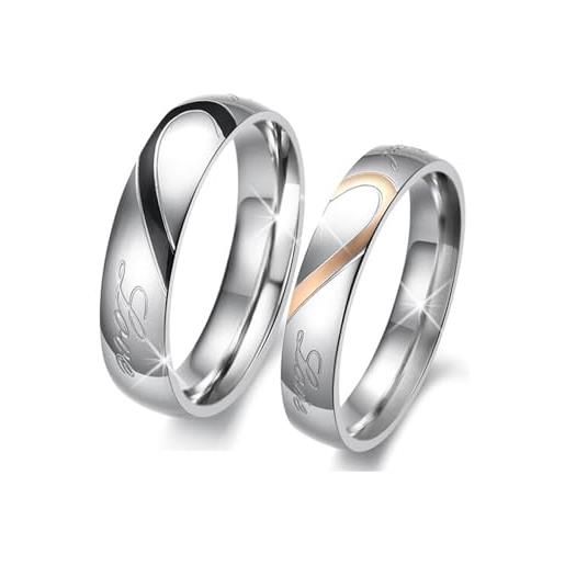 Beloved ❤️ coppia di fedi in acciaio, anelli fidanzamento, matrimonio, san valentino, argento con smalto incisione true love (donna l-uomo l)
