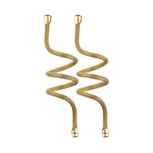 Breil - orecchini donna collezione new snake - gioiello modellabile in maglia mesh metallica di acciaio lucido - lunghezza 20 cm - oro/gold - tj2724