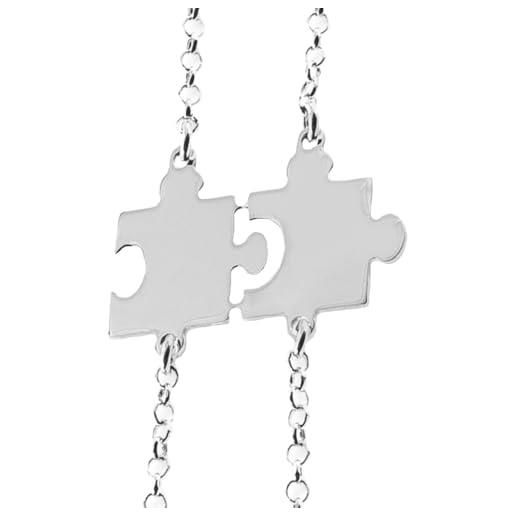 Cavaliere Gioielli bracciale puzzle argento 925 divisibile spezzato per coppia fidanzamento amore personalizzato