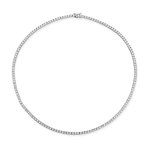 Donipreziosi collana tennis in argento 925 rodiato uomo/donna unisex collier con zirconi bianchi taglio diamante 2,5 mm