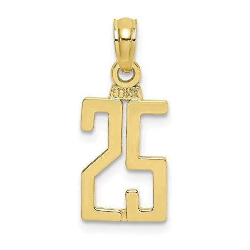 JewelryWeb ciondolo a forma di numero in oro 10 carati, numero da 10 a 70, in oro superiore a 9 carati e oro giallo, cod. Qtp432812nc