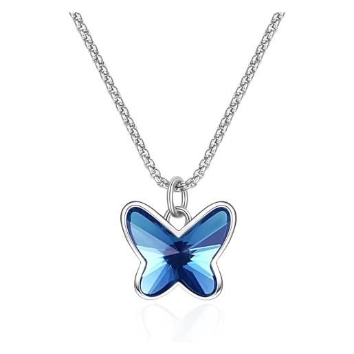 GEORGE · SMITH collana argento farfalla per donna, gioielli farfalla per donne, regali san valentino festa della mamma per donne moglie mamma (bleu) (blu)