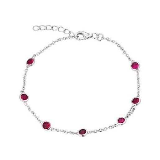 JO WISDOM braccialetto argento 925 donna con aaa zirconia cubica july birthstone colore rubino bracciali braccialetti, 18cm+2cm, 