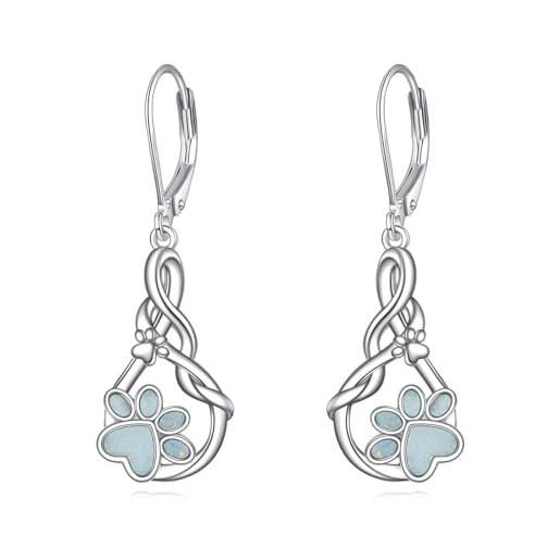 YAFEINI orecchini con gatto e zampa di cane, in argento sterling 925, opale, idea regalo per donne e ragazze, argento sterling
