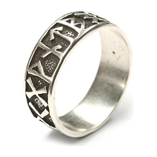 Drachensilber anello rune in argento 925, anello dell'amicizia, da donna, da uomo, in argento vichingo, gotico, diverse misure, argento, nessuna pietra preziosa
