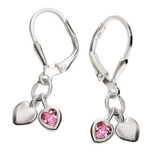CLEVER SCHMUCK clever gioielli corifenidi orecchini mini-a forma di cuore chiusura in argento 925 lucido con ruibn per bambini