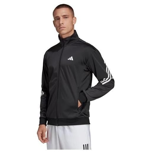 adidas 3-stripes knit tennis jacket giacca, black, l men's