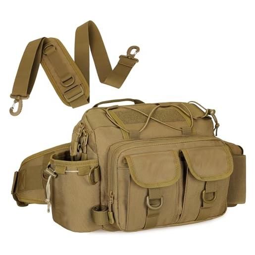 BAIGIO borsa gamba molle marsupio cosciale tattico militare per campeggio escursionismo ciclismo viaggio trekking sport porta smartphone (a-camo nero)