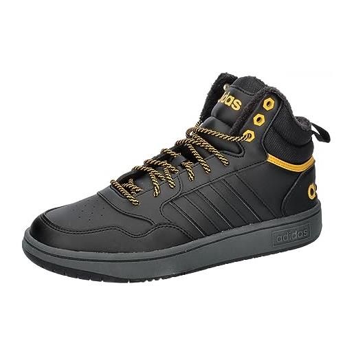 adidas hoops 3.0 mid lifestyle basketball classic fur lining winterized shoes, sneaker uomo, core black core black preloved yellow, 46 2/3 eu