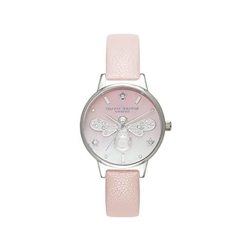 Olivia Burton orologio analogico al quarzo da donna con cinturino in pelle rosa - ob16gb09