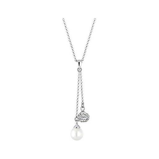 Elli collana con pendente da donna in argento con cristallo swarovski e finta perla, 45 cm