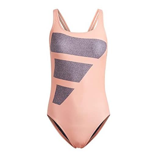 adidas big bars graphic swimsuit, costume da bagno women's, coral fusion/shadow navy/white, 40