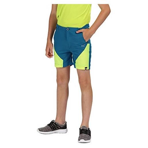 Regatta sorcer mountain lightweight water repellent uv protection quick drying active, pantaloncini bambino, sea blue/lime punch, 15-16