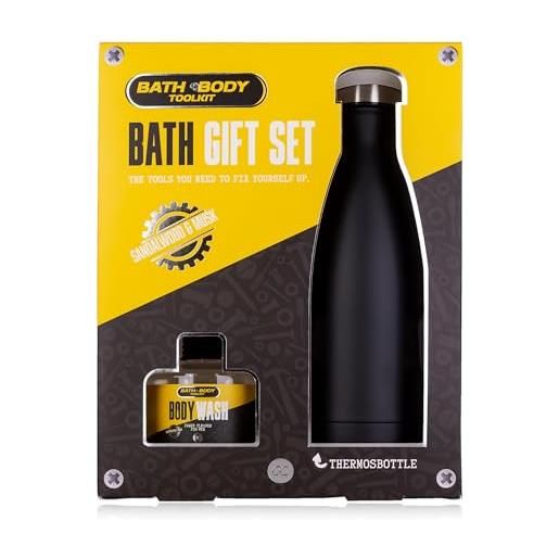 Accentra bath + body toolkit set regalo per uomini con bottiglia termica in acciaio inox - set per la cura da uomo con gel da bagno e doccia da 140 ml dal design alla moda
