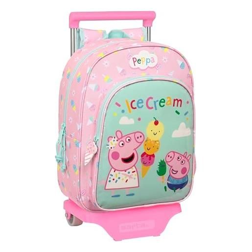Safta with trolley wheels peppa pig ice cream backpack one size