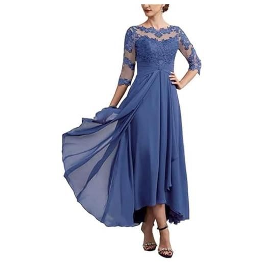 SAMHO abito da donna con maniche a 3/4, per madre della sposa, in chiffon di pizzo, abito formale, abito da sera per matrimoni, verde tè. , 50