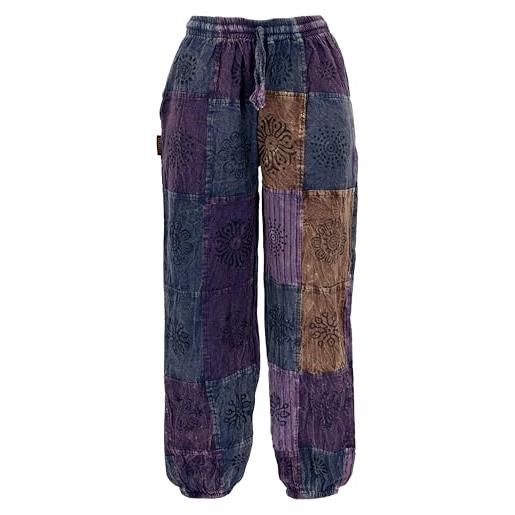 GURU SHOP pantaloni aladin, patchwork, pezzo unico, pantaloni da donna, cotone, pantaloni a pluder e pantaloni aladin, abbigliamento alternativo, lilla, 44