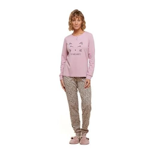 Noidinotte; more than pyjamas noidinotte - pigiama donna caldo cotone ghepardo - xl rosa