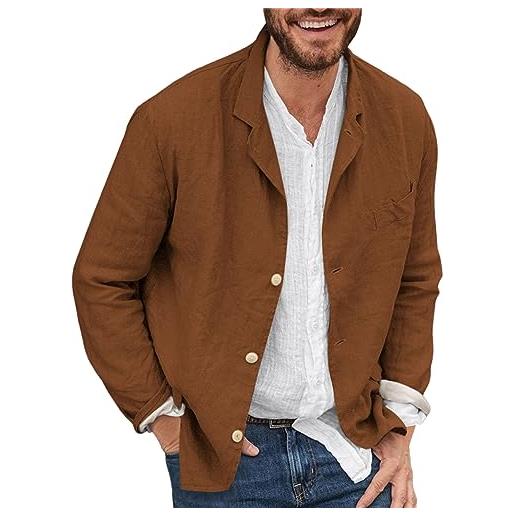 Modaworld giacche da uomo in lino da uomo slim fit casual blazer con 3 button giacche eleganti classico solid giacche e cappotti tinta unita outwear tops